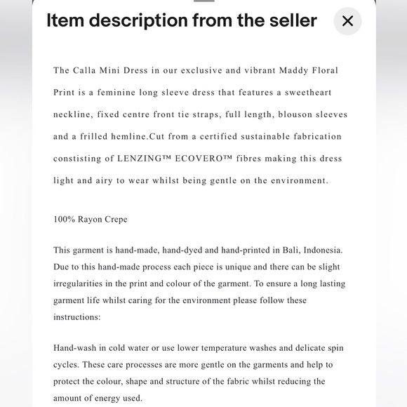 Faithfull the Brand Red Calla Long Sleeve mini dress XS - Picture 7 of 9